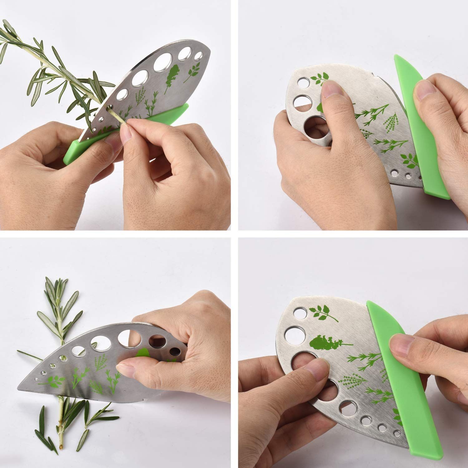 Herb Stripper Tool, 9 Holes Stainless Steel kale Leaf Stripping Zip Tools view 4