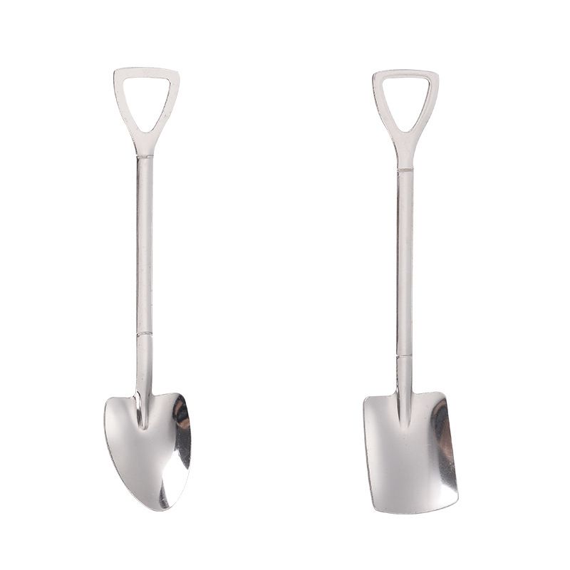 2 Pcs Stainless Steel Shovel Shape Spoon Pointed Spoon Coffee Tea Sugar