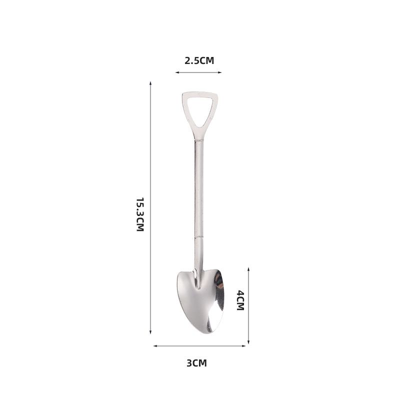 2 Pcs Stainless Steel Shovel Shape Spoon Pointed Spoon Coffee Tea Sugar view 2