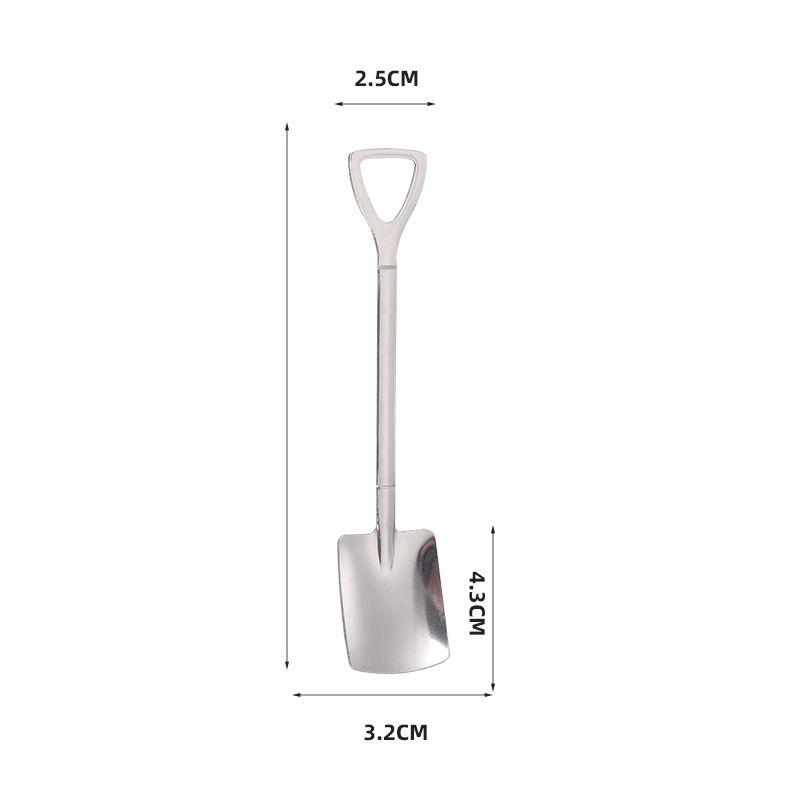 2 Pcs Stainless Steel Shovel Shape Spoon Pointed Spoon Coffee Tea Sugar view 3