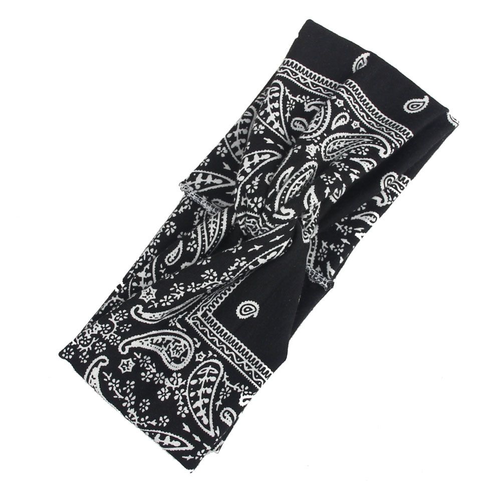 Assorted Paisley Print Wide Bandana Knot Headbands Criss Cross Head Wrap Hair view 2