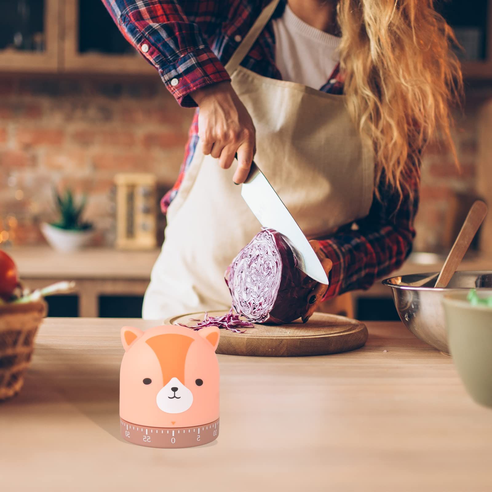 Mechanical Kitchen Timer with Cute Cartoon Rotating Countdown Loud Alarm Timer view 4