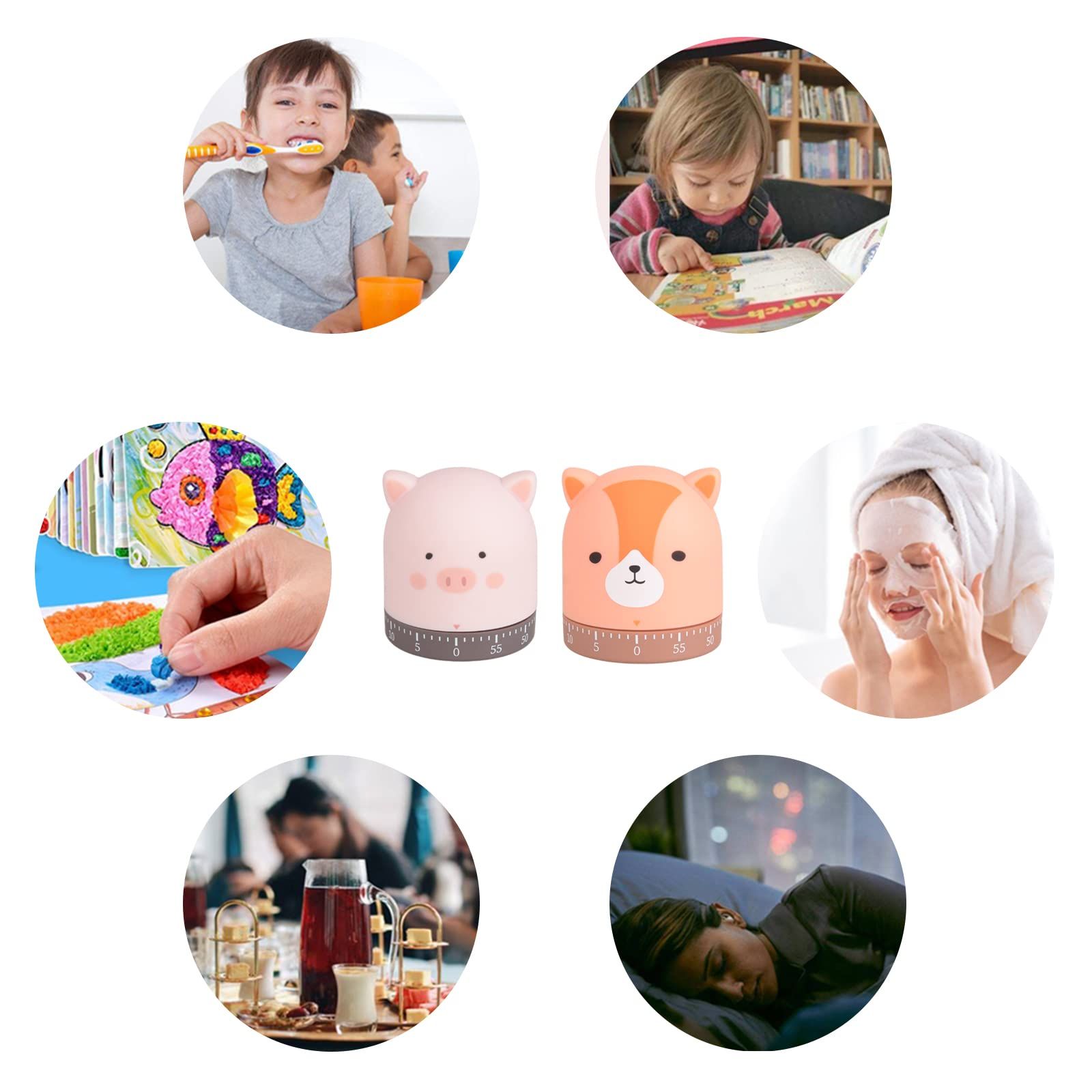 Mechanical Kitchen Timer with Cute Cartoon Rotating Countdown Loud Alarm Timer view 5