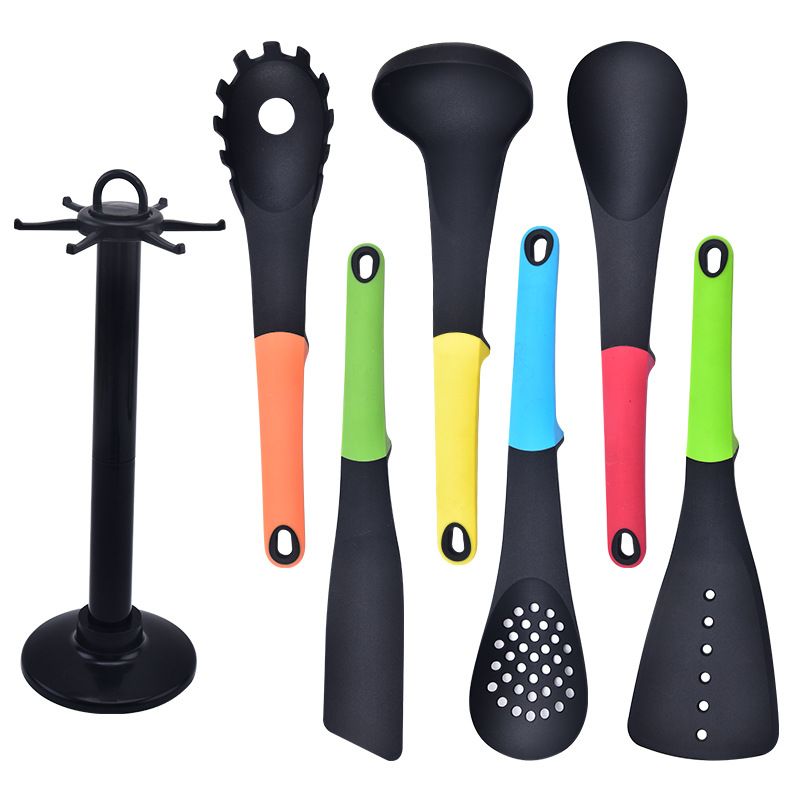 Kitchen Utensil Set Cooking Tools with Rotating Carousel Elevated Handles