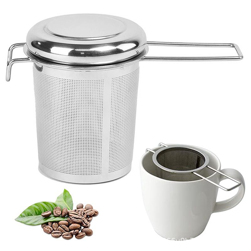 Large Capacity Tea Strainer With Folding Handle And Lid view 2