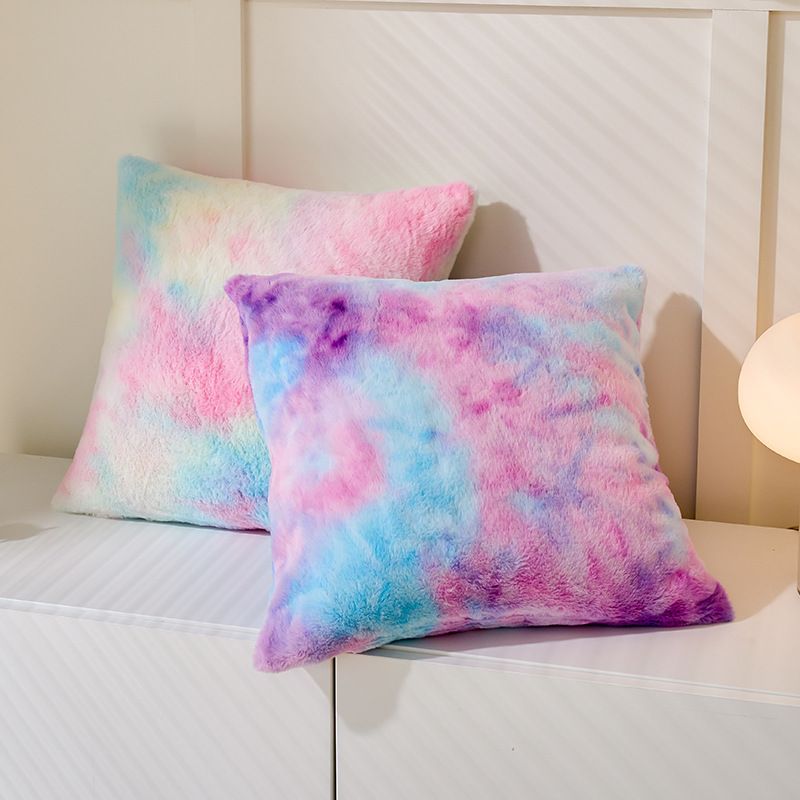 Soft Faux Fur Throw Pillow Covers Pack of 2 Peach Decorative Tie Dye Throw view 4
