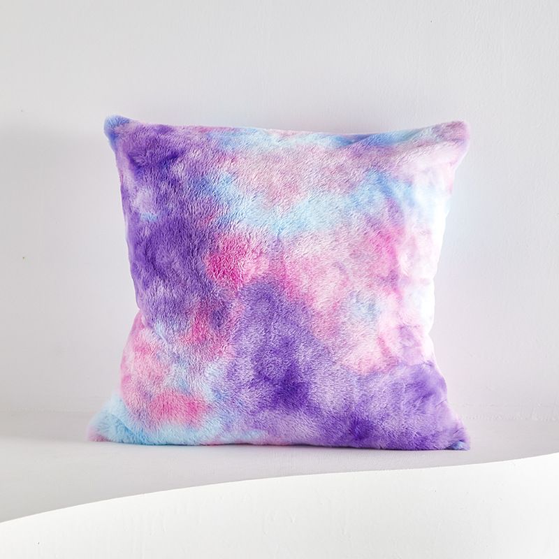 Soft Faux Fur Throw Pillow Covers Pack of 2 Peach Decorative Tie Dye Throw view 5