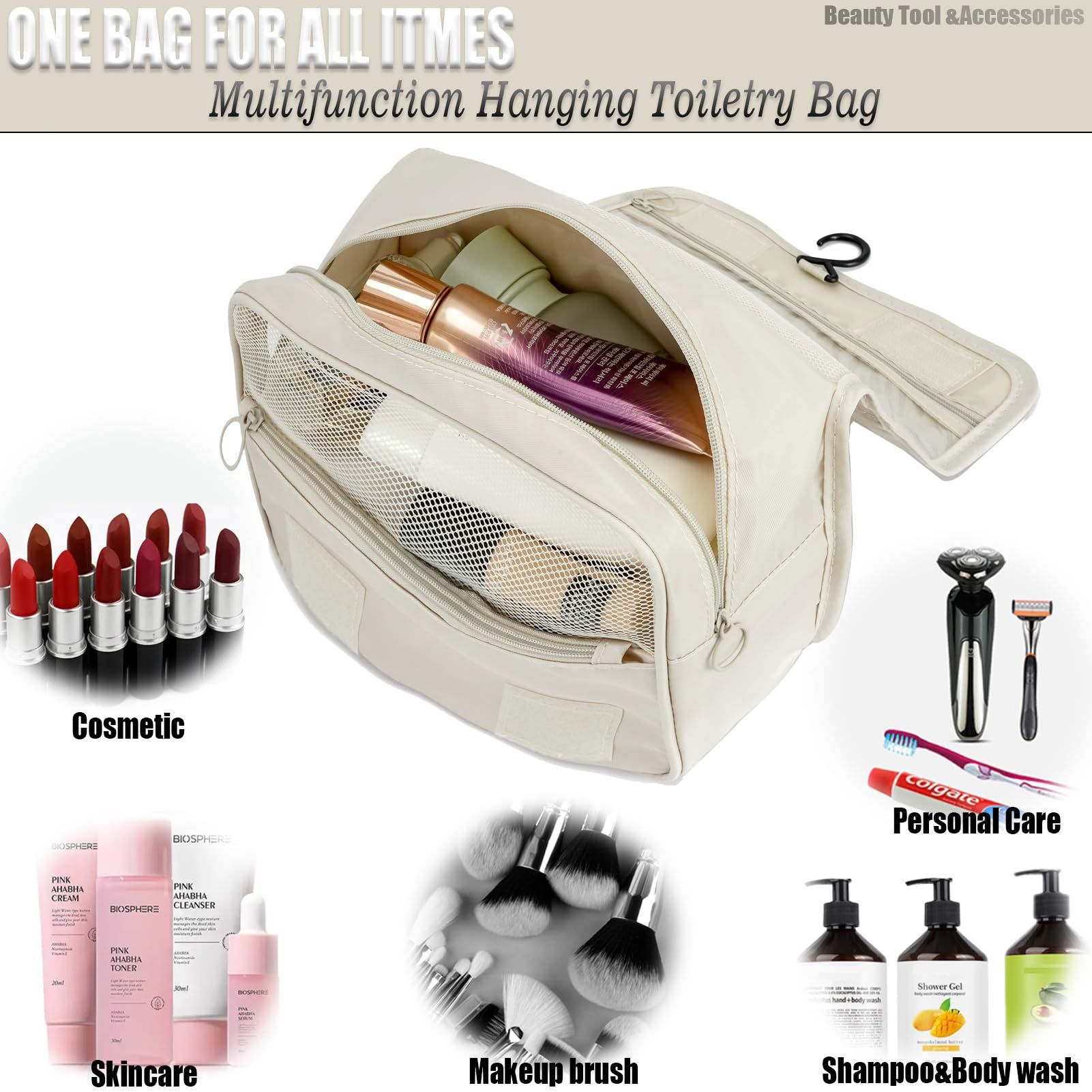 Hanging Travel Toiletry Bag Women's Cosmetic Organizer Makeup Pouch Men's Kits view 4