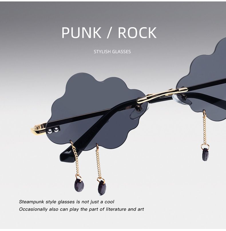 Cloud lightning Sunglasses for Women/Men Rimless Wave Glasses Eyewear for view 2