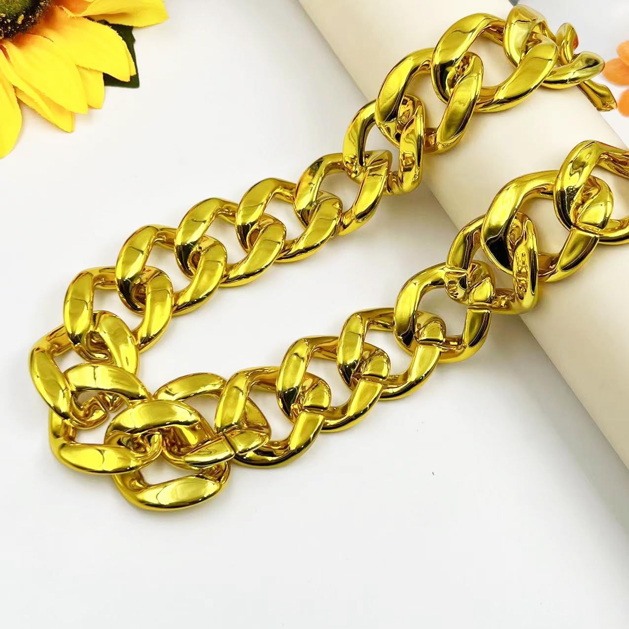Plastic Chunky Gold Necklace for Men Women view 2