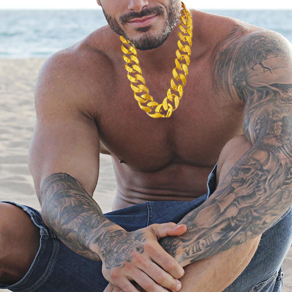 Plastic Chunky Gold Necklace for Men Women view 3