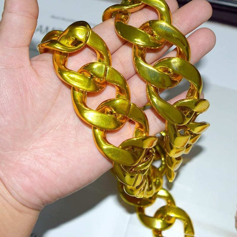 Plastic Chunky Gold Necklace for Men Women view 5