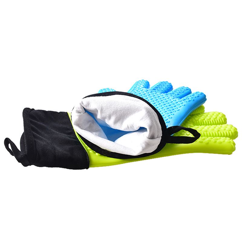 Oven Mitts Silicone and Cotton Double Layer Heat Resistant Microwave Gloves view 2
