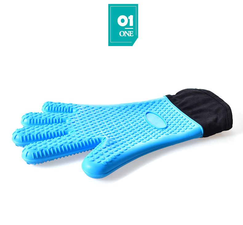 Oven Mitts Silicone and Cotton Double Layer Heat Resistant Microwave Gloves view 4
