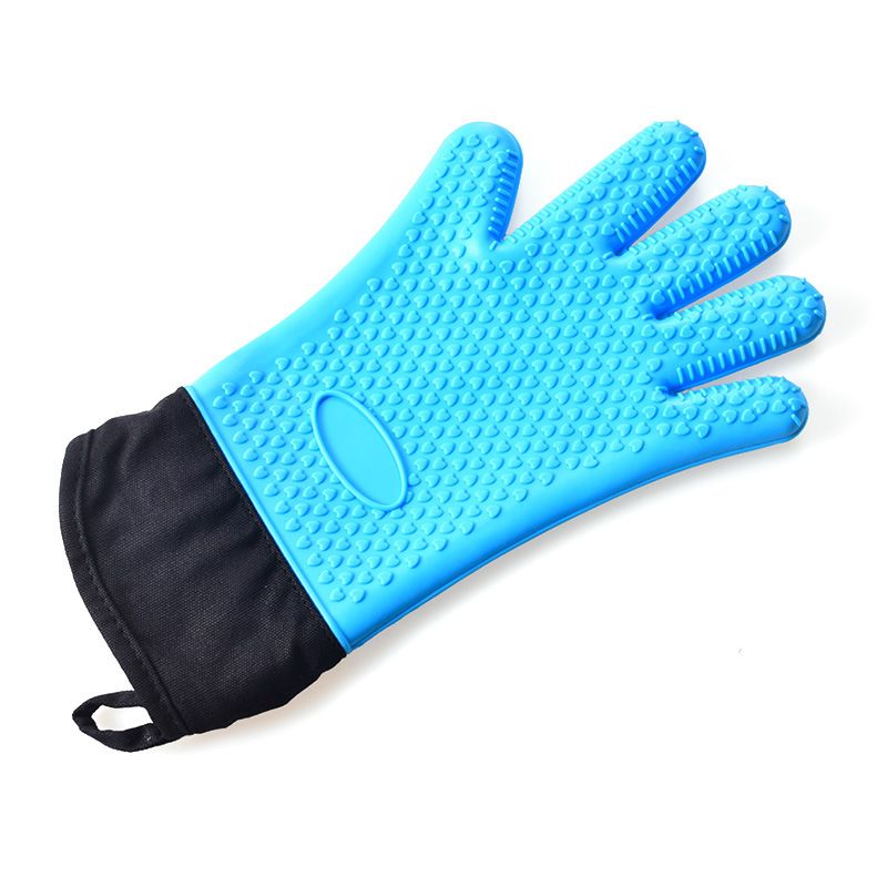 Oven Mitts Silicone and Cotton Double Layer Heat Resistant Microwave Gloves view 5