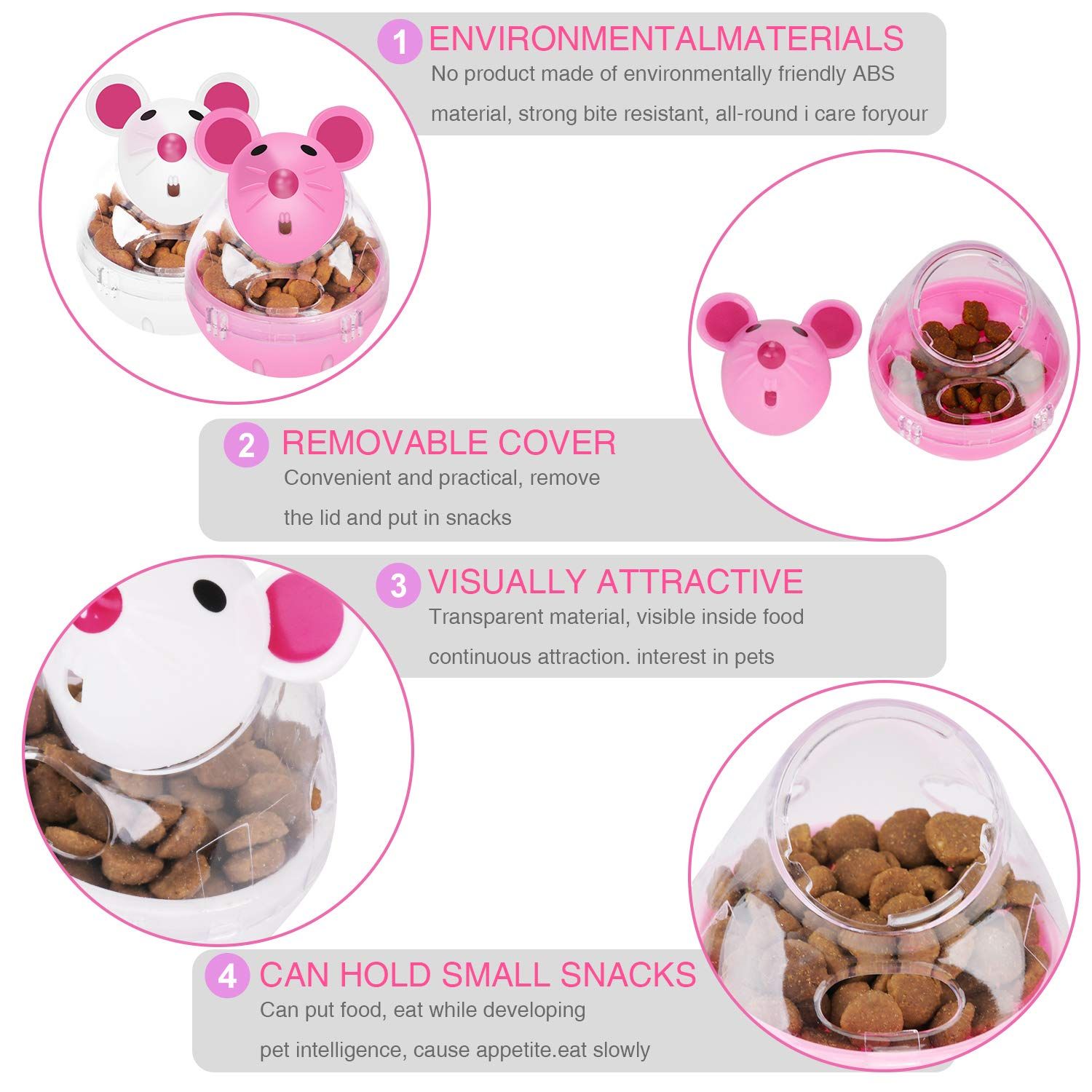 Cat Slow Feeder Cat Food Ball Mice Tumbler Shaped Pet Treat Ball Cat Food Toy view 5