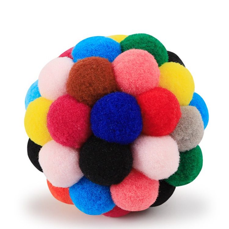 Cat Toy Plush Pom Cat Balls with Bells Inside