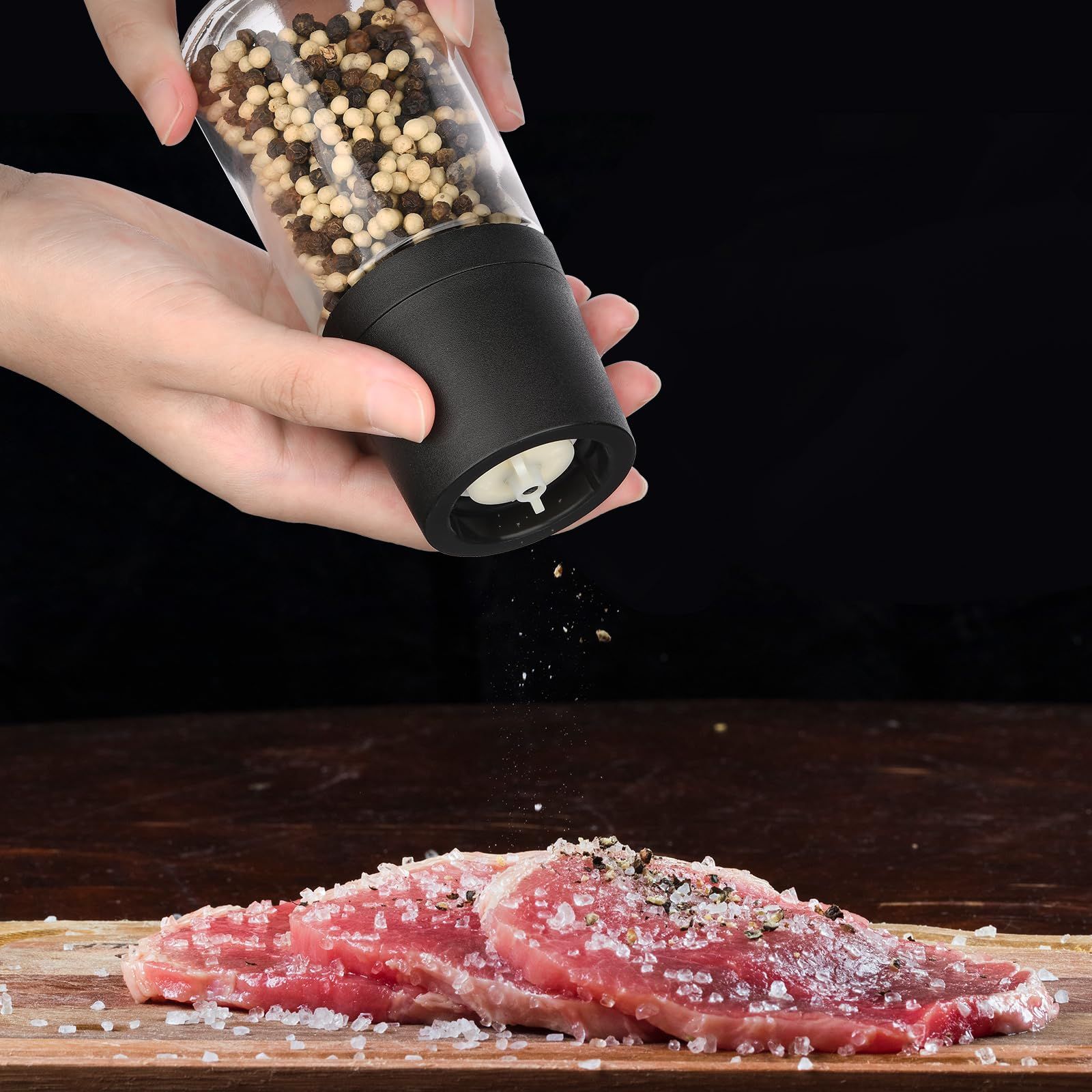 Salt Grinder Salt & Pepper Grinder Refillable Coarseness Adjustable Pepper view 4