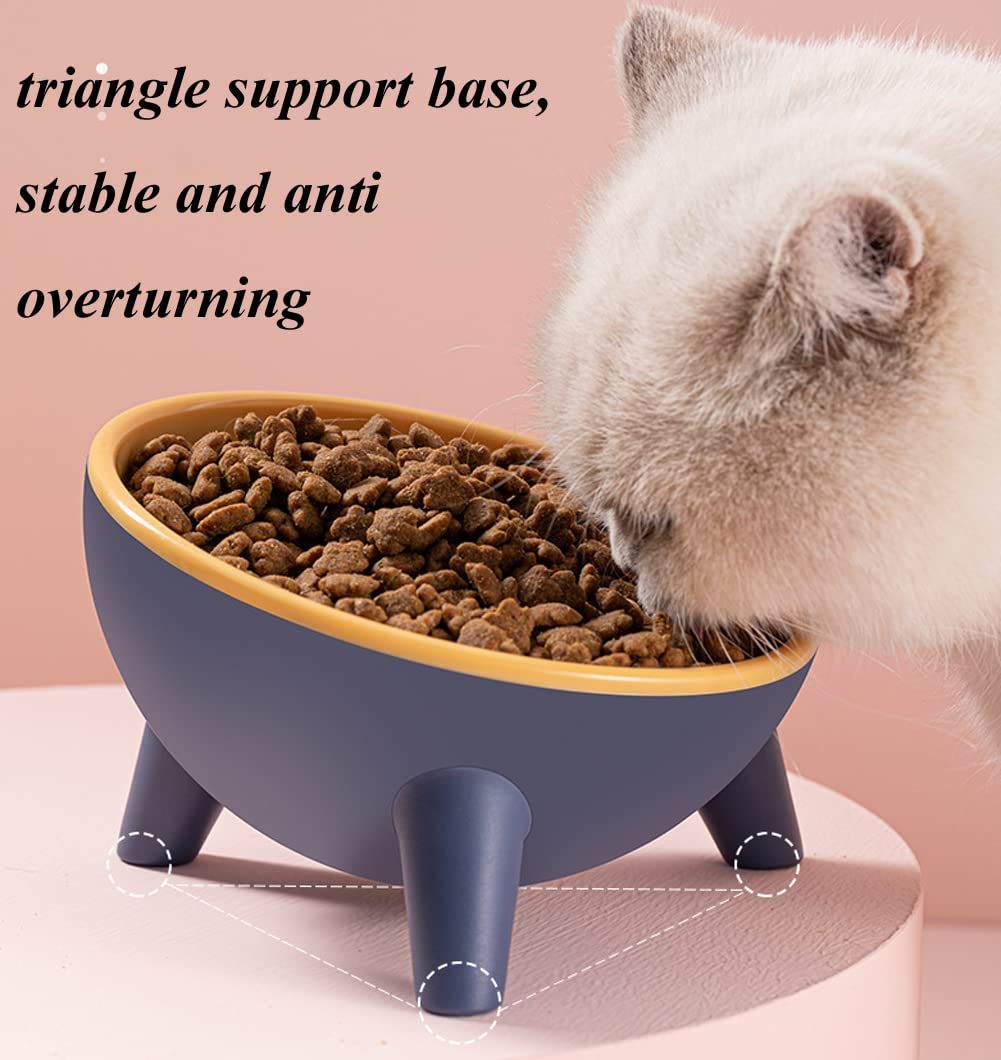 Tilted Cat Bowl Slanted Dog Bowl Non-Slip Raised Pet Food Bowl with Triangular view 4
