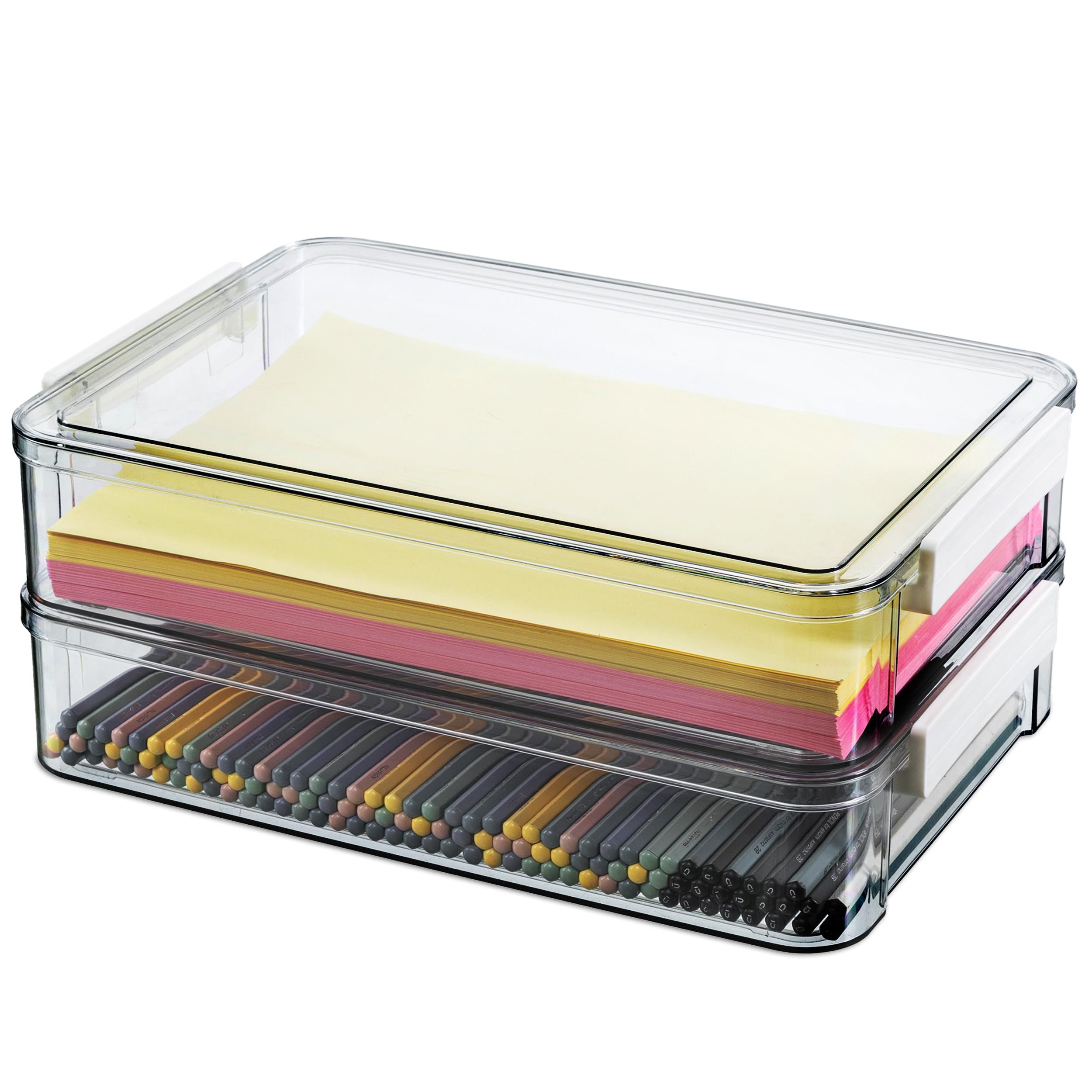 2 PCS Plastic Storage Bins with Lids and Latches
