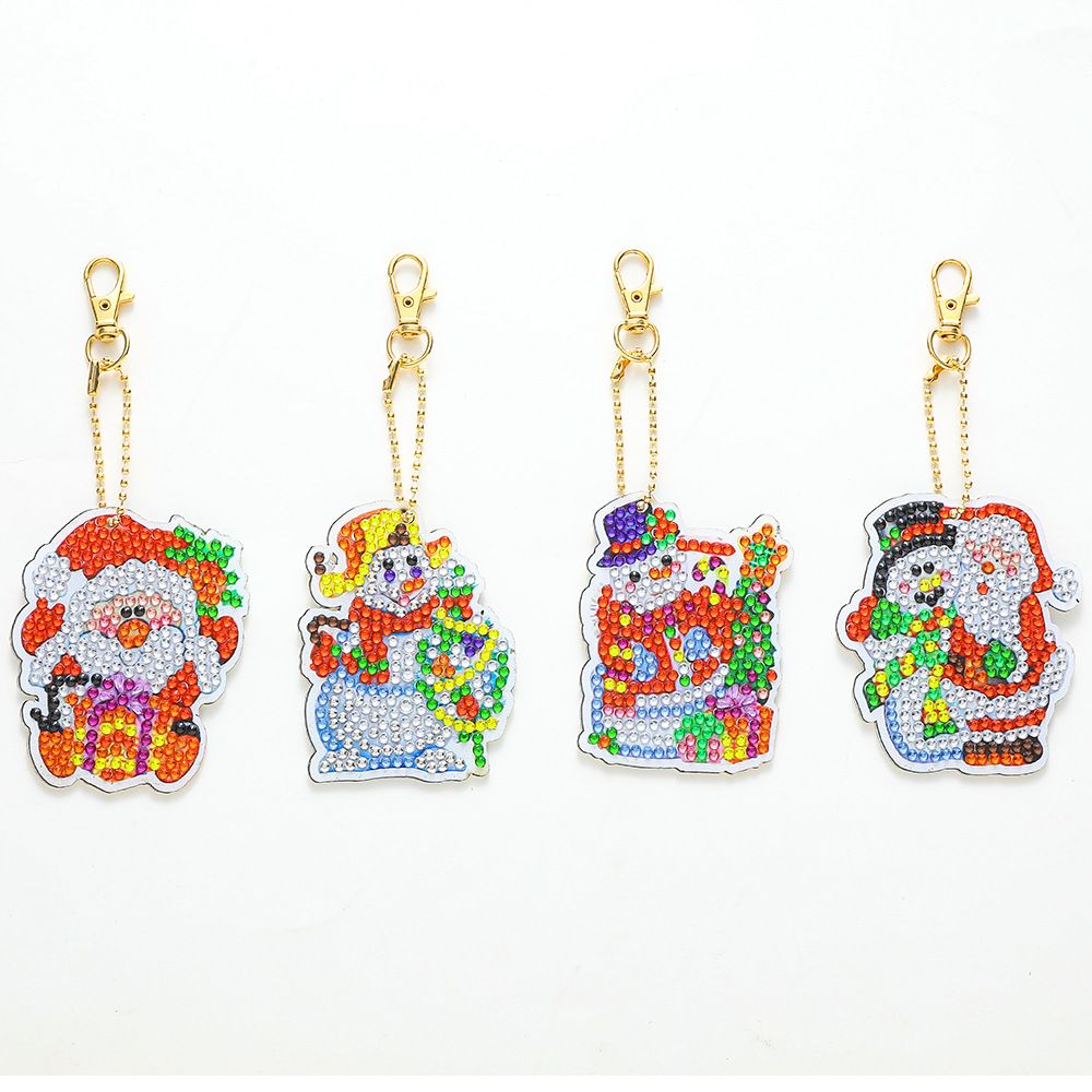 5 PCS Diamond Painting Keychains Kit Animals Diamond Art Ornaments Double view 5