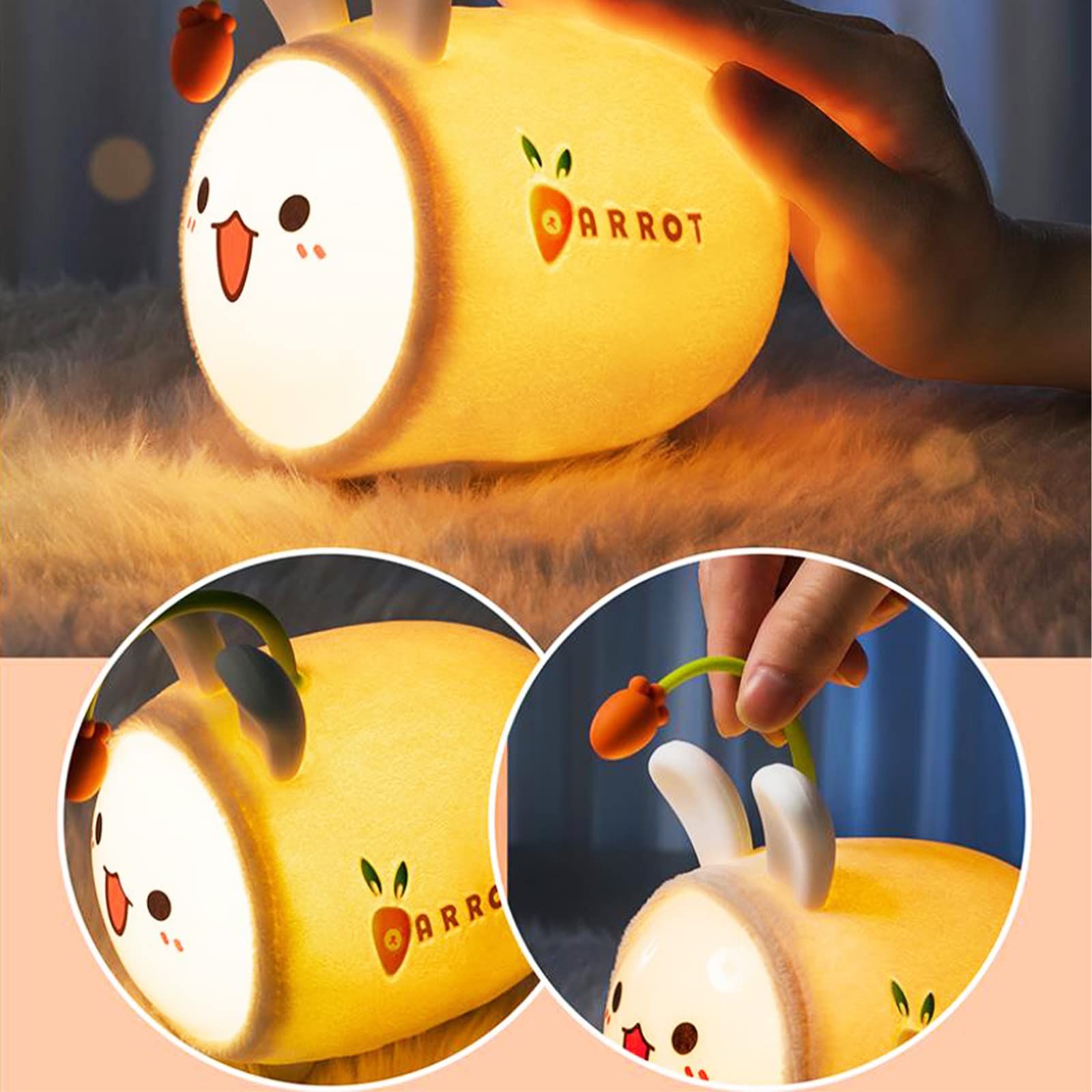 Battery Night Light Portable Rabbit Light Remote Control Dimming Colorful view 2