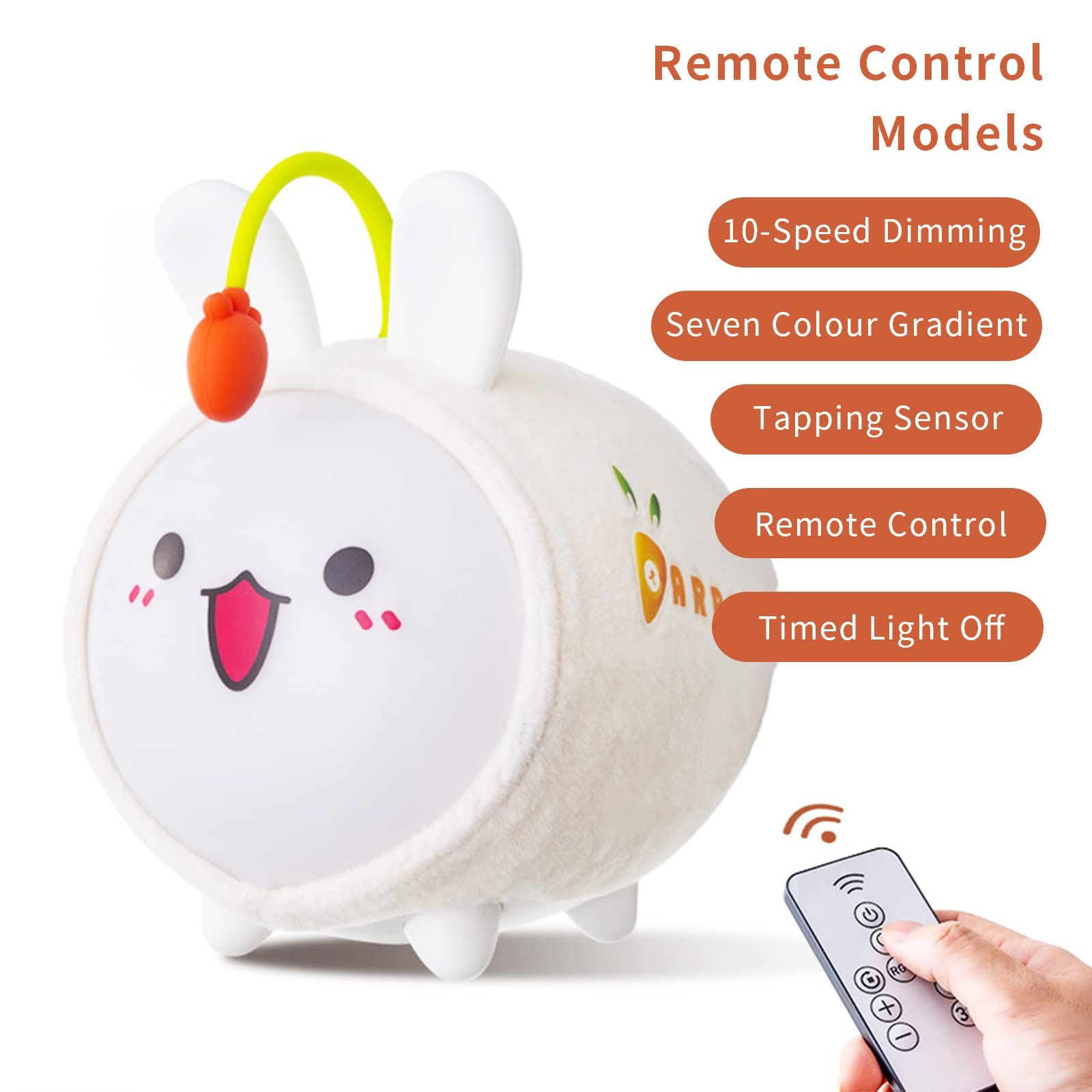 Battery Night Light Portable Rabbit Light Remote Control Dimming Colorful view 5