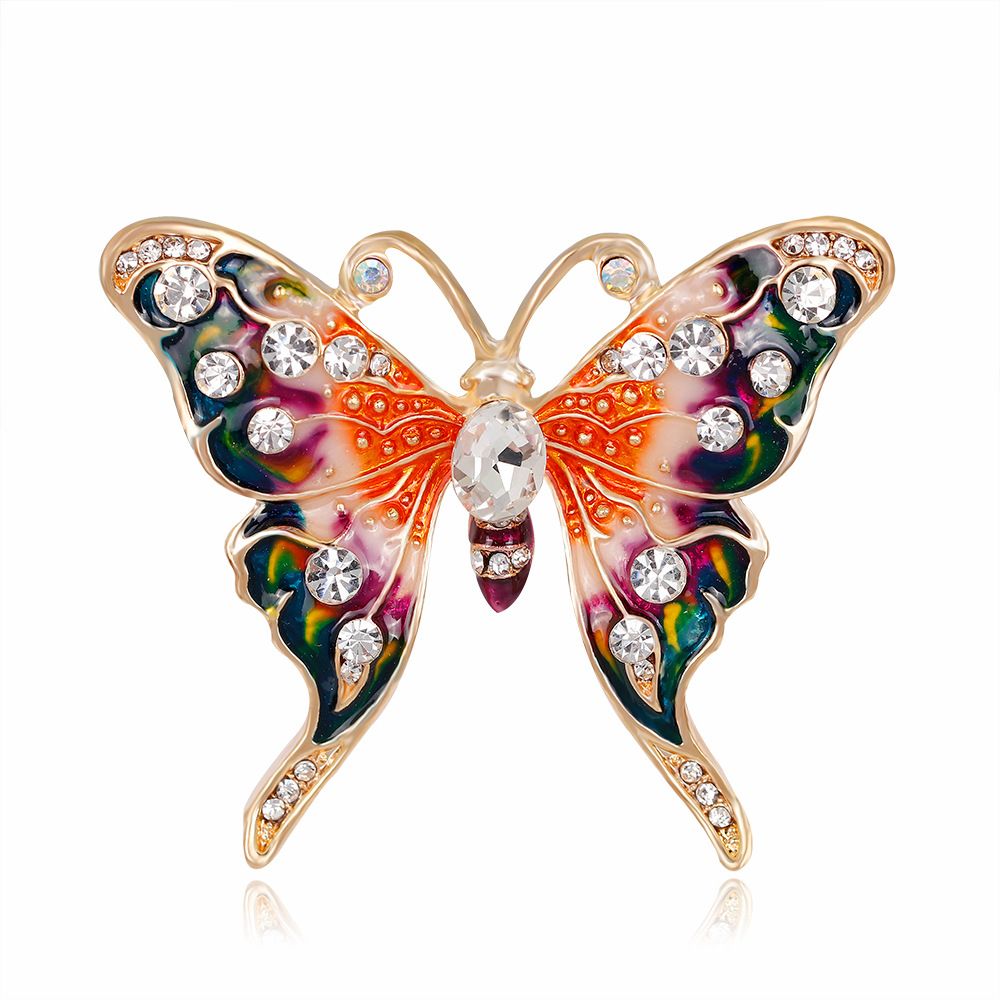 2pc Crystal Rhinestone Butterfly Brooch Pin Purple，red Color for For Women view 2