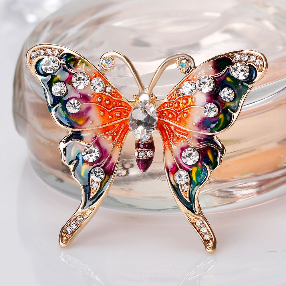 2pc Crystal Rhinestone Butterfly Brooch Pin Purple，red Color for For Women view 3