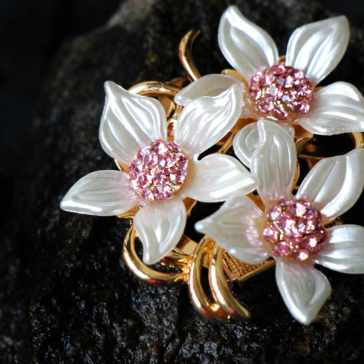 Brooch Pin for Women and Girls Stylish Flowers Brooch with Created Crystal view 4