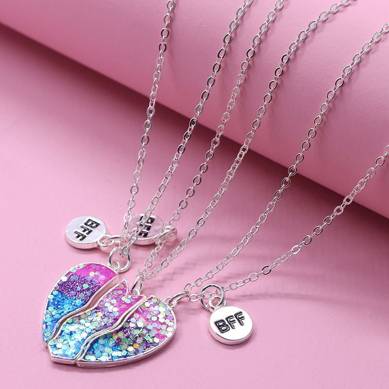 Cute Half Broken Heart Pendant Chain Adjustable Necklace Bracelet for Best view 5