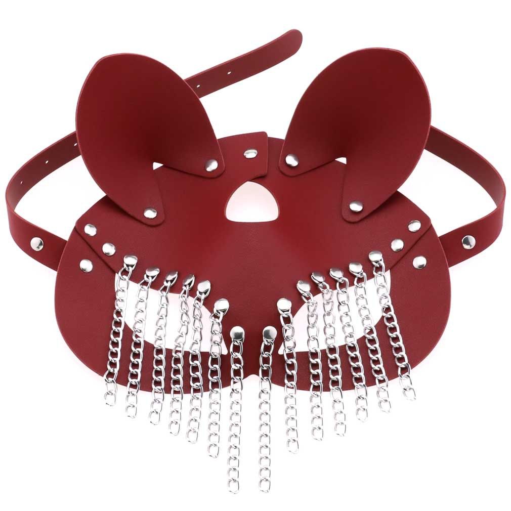 3pc Cat Mask with Metal Chain Tassel Adjustable Leather Sexy Mask for view 5