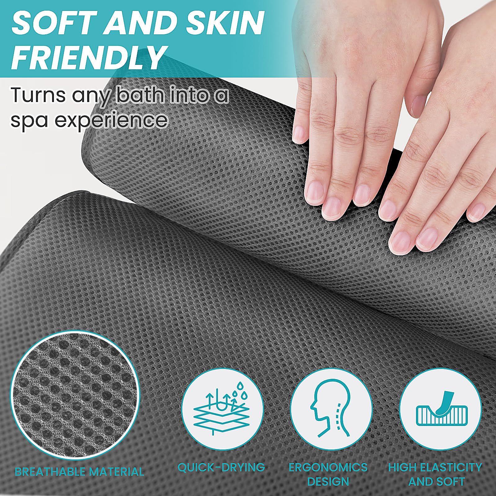 14.5x12.5 inch, Extra Comfortable Bathtub Pillow Bath Accessories for view 4