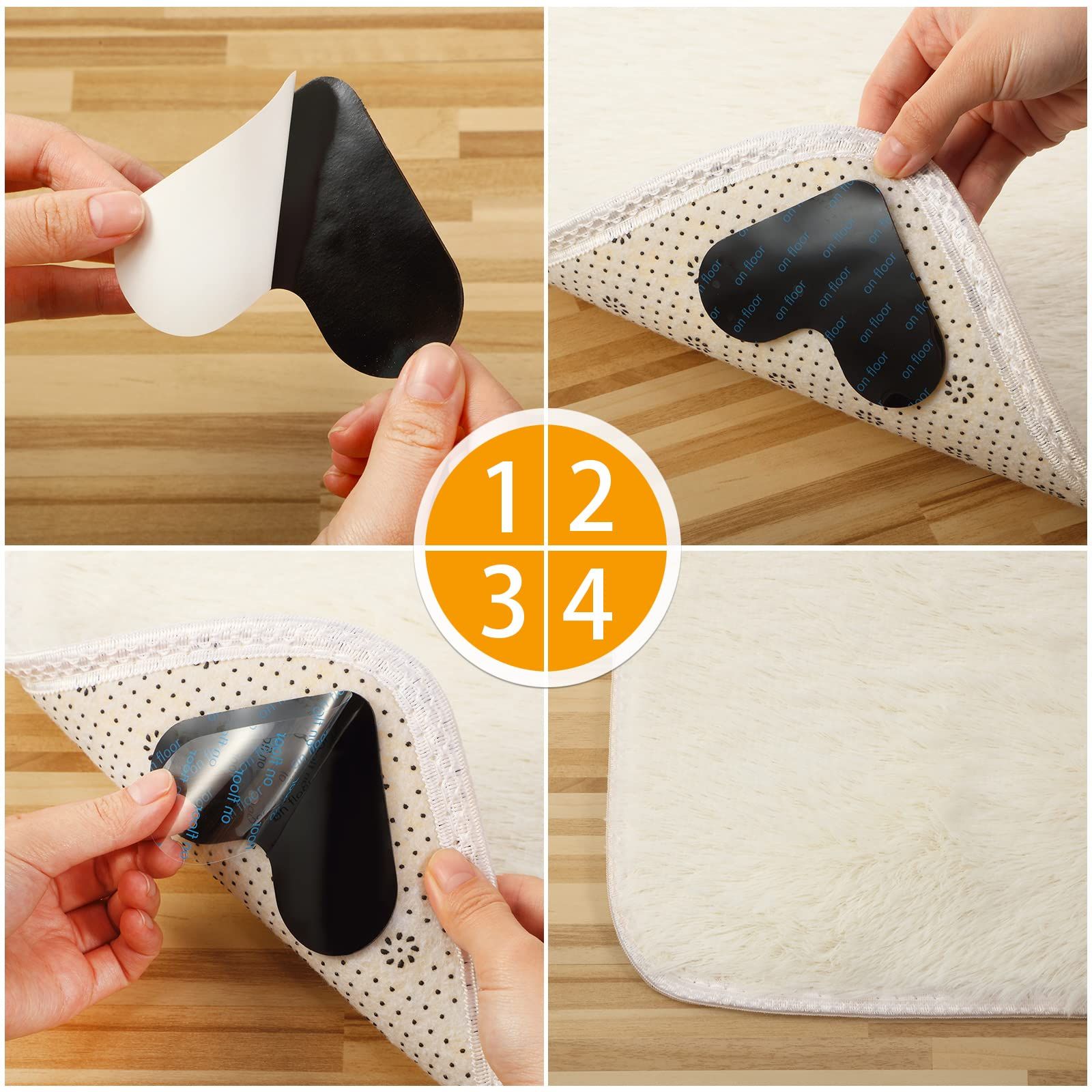 16 PCS rug Pad Gripper, Reusable Washable Grippers for Rugs, Pads rug Tape view 5
