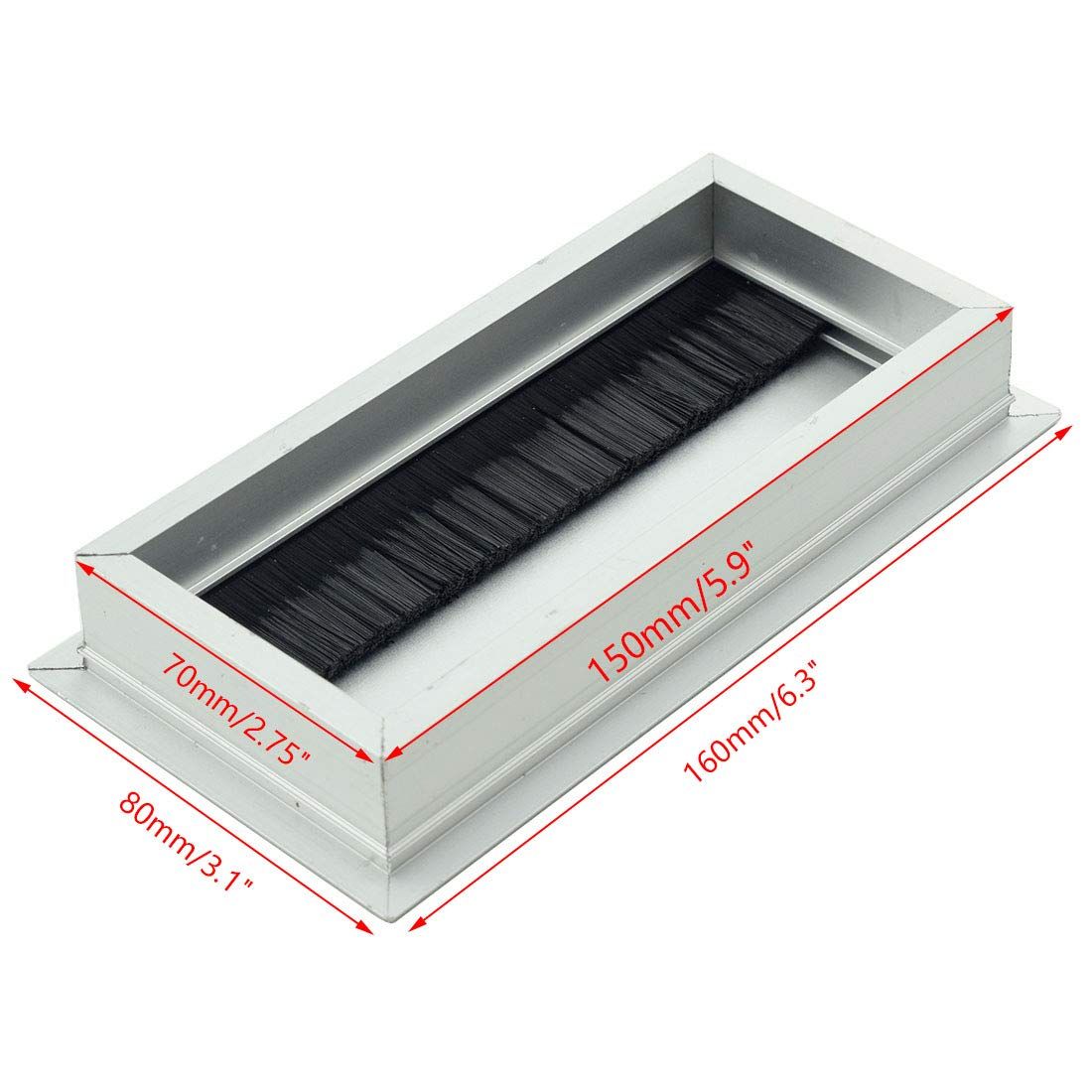Rectangle Cable Grommet Metal Wire Hole Cover for Management of Computer Desk view 3