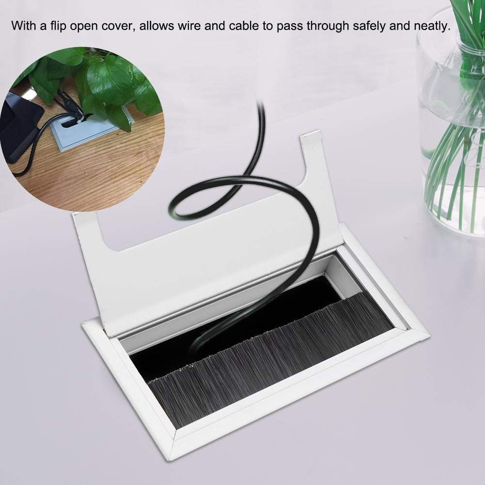 Rectangle Cable Grommet Metal Wire Hole Cover for Management of Computer Desk view 4