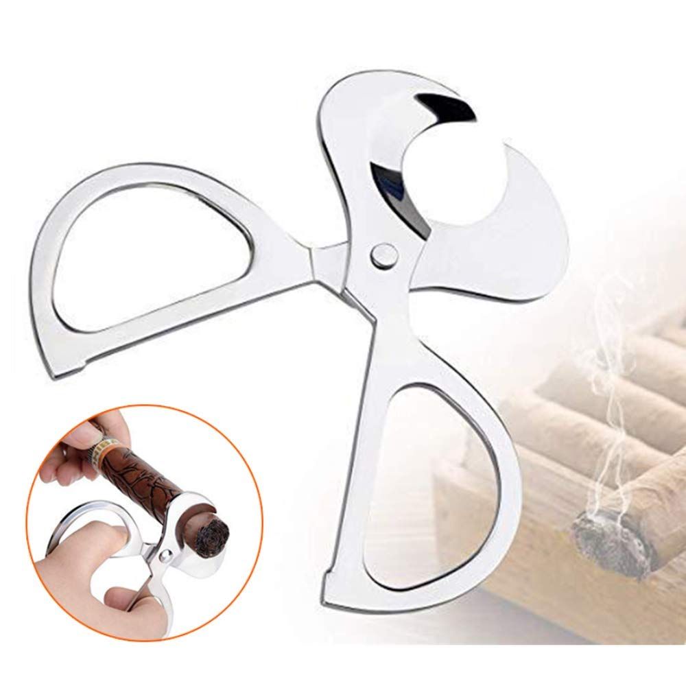 Cigar Scissors Cutter, Stainless Steel Guillotine Double Blade Straight Cut view 4