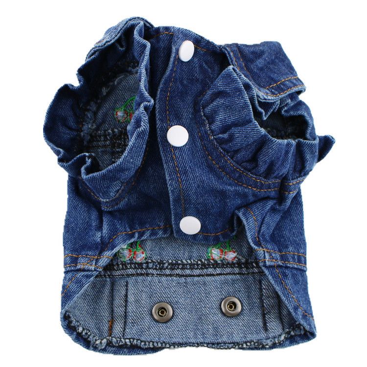 Pet Clothes Dog Jeans Jacket Cool Blue Denim Coat Small Medium Dogs Lapel view 3