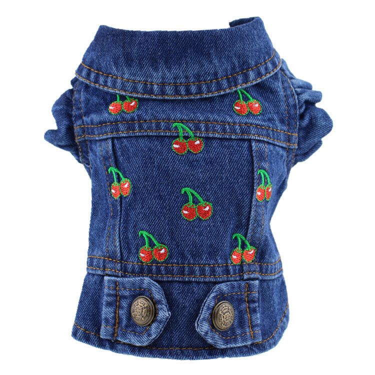 Pet Clothes Dog Jeans Jacket Cool Blue Denim Coat Small Medium Dogs Lapel view 4