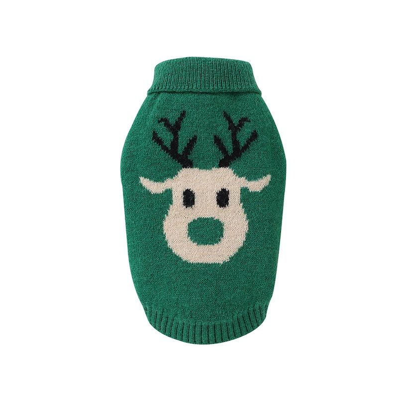 Pet Christmas Clothes Cartoon Reindeer Dog Knitted Sweater Breathable and Warm