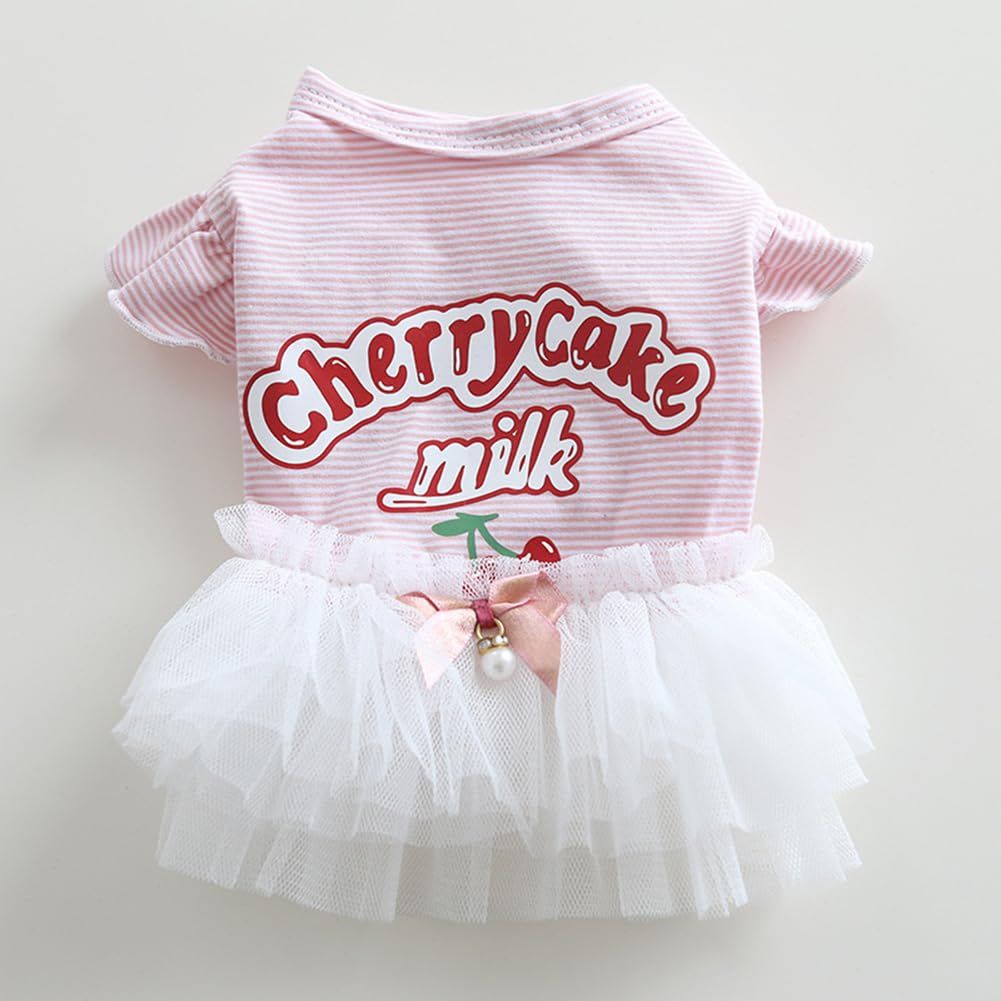 Elegant Dog Sweety Style Sling Princess Dress with Bow for Small