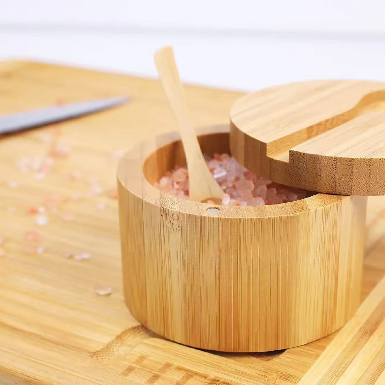 Bamboo Salt Cellar with Spoon view 2