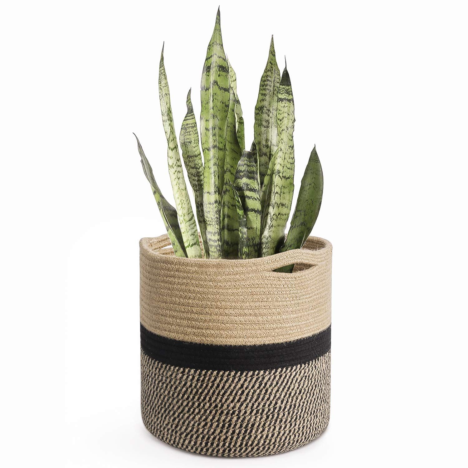 Sturdy Jute Rope Plant Basket Modern Woven Basket for Flower Pot Floor Indoor