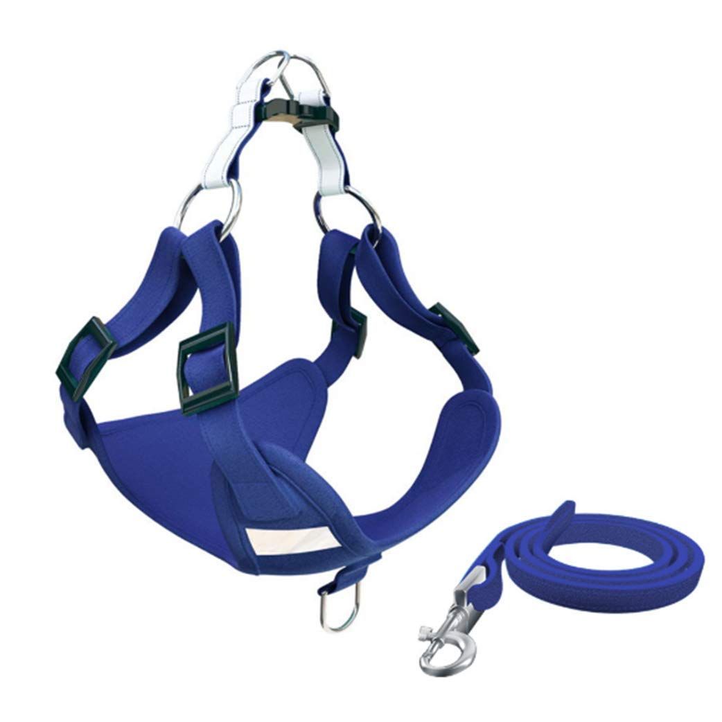 Dog Cat Harnesses Set Blue Pet Dog Reflective Harness Vest Harness and Leash — image 1