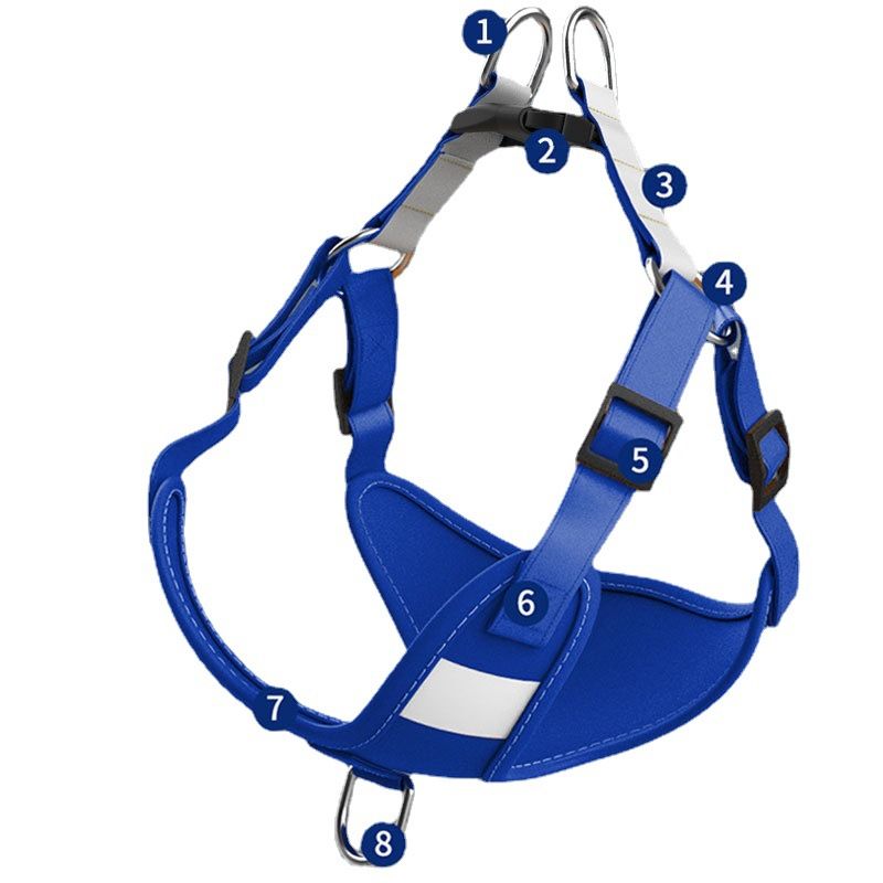 Dog Cat Harnesses Set Blue Pet Dog Reflective Harness Vest Harness and Leash view 5