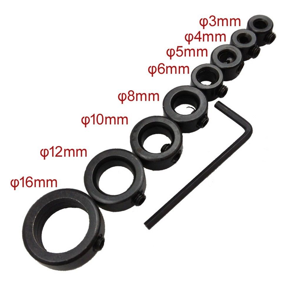 8Pcs Woodworking Drill Bit Depth Stop Collars Ring Positioner Locator with Hex view 2