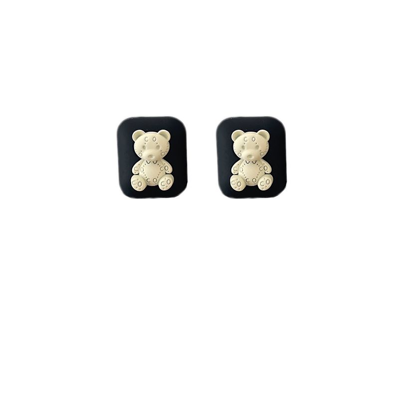 Cute Bear Stud Earrings Light Brown Kawaii Funny Cartoon Animal Plush Bear
