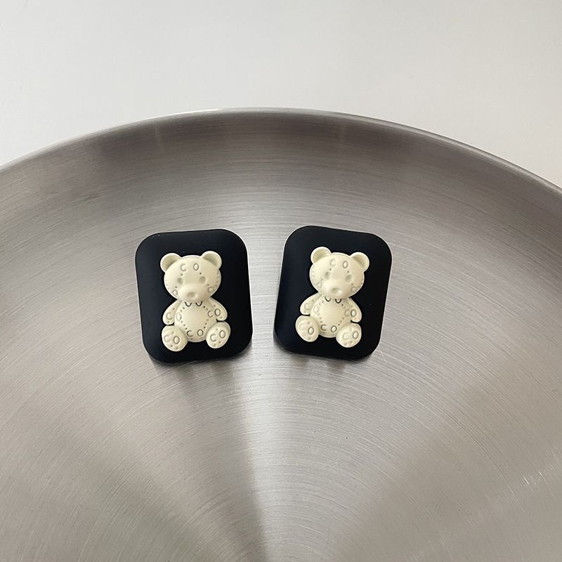 Cute Bear Stud Earrings Light Brown Kawaii Funny Cartoon Animal Plush Bear view 2