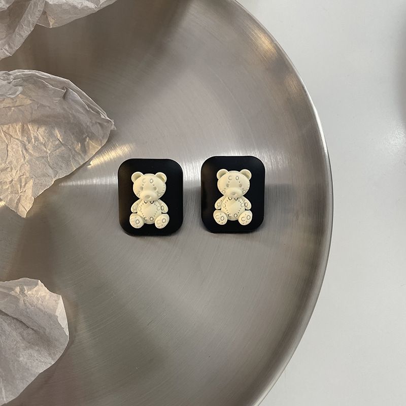 Cute Bear Stud Earrings Light Brown Kawaii Funny Cartoon Animal Plush Bear view 4