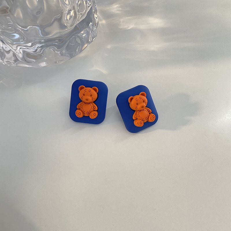 Cute Bear Stud Earrings Light Brown Kawaii Funny Cartoon Animal Plush Bear view 5